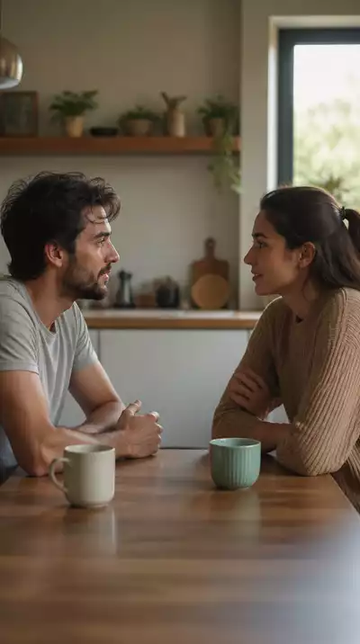 Couple communicating openly and calmly, showing emotional resilience