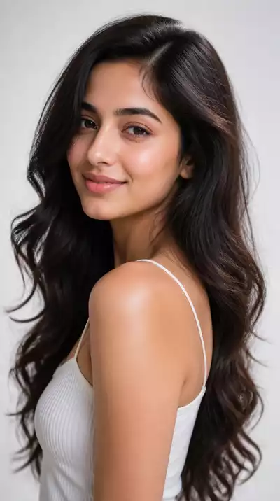 Woman with long, healthy, shiny hair, emphasizing different hair types and needs for a diverse audience