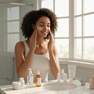 Woman consistently applying skincare products daily